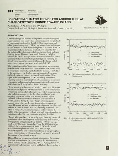 Long-term climatic trends for agriculture at Charlottetown, Prince Edward Island