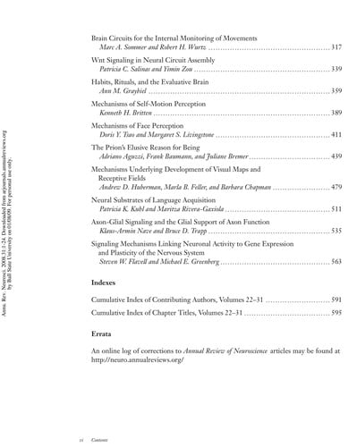 Annual Review of Neuroscience 2008