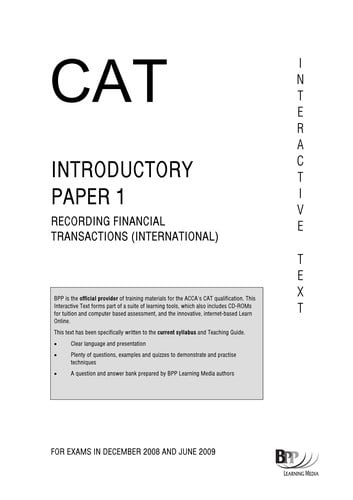 CAT, for exams in December 2008 and June 2009