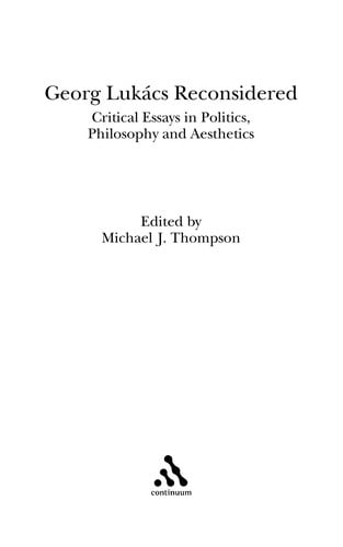 Georg Lukács reconsidered