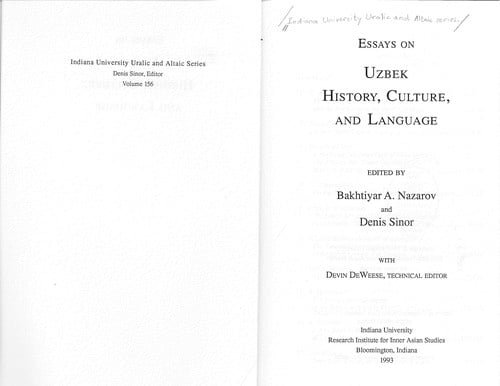 Essays on Uzbek history, culture, and language