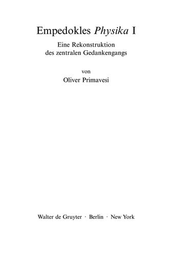 Empedokles Physika I