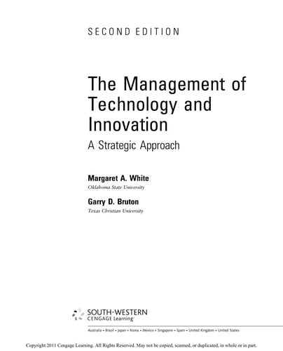 The management of technology and innovation