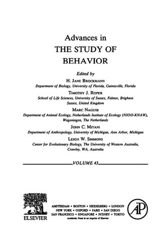 Advances in the Study of Behavior