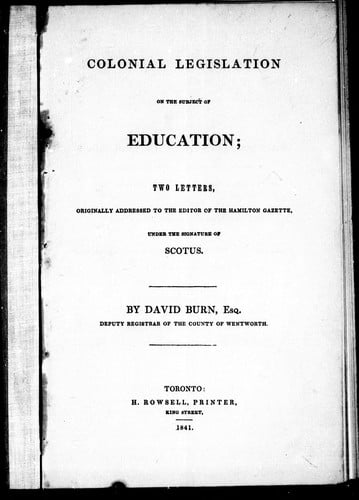 Colonial legislation on the subject of education