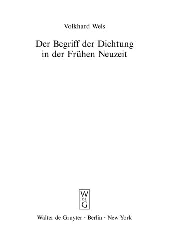 Der Begriff der Dichtung in der Fru hen Neuzeit