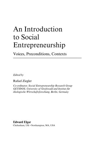 An introduction to social entrepreneurship