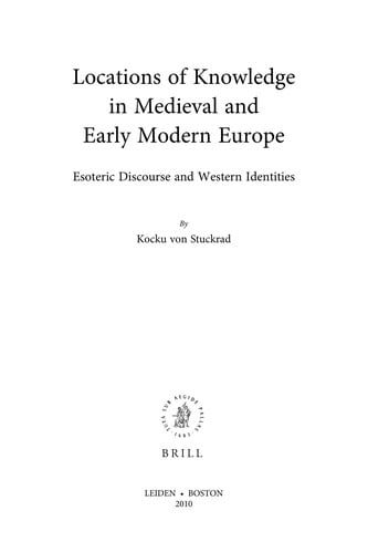 Locations of knowledge in medieval and early modern Europe