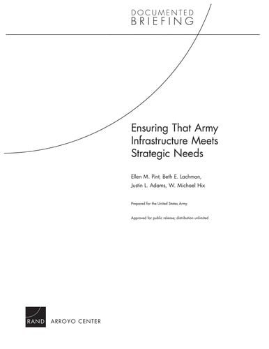 Ensuring that Army infrastructure meets strategic needs