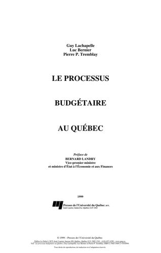 Le processus budgétaire au Québec