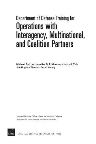 Department of Defense training for operations with interagency, multinational, and coalition partners