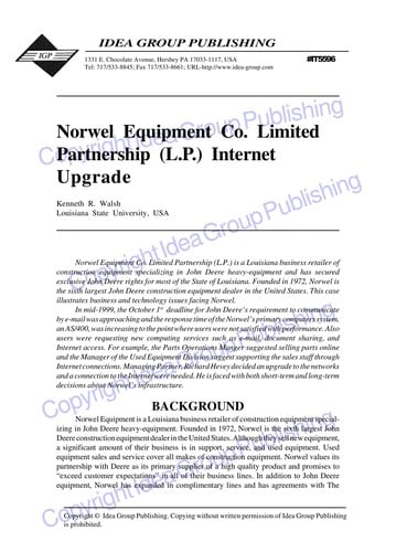 Norwel Equipment Co. Limited Partnership (L.P.) internet upgrade