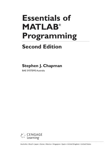 Essentials of MATLAB programming