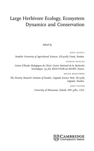 Large herbivore ecology, ecosystem dynamics, and conservation