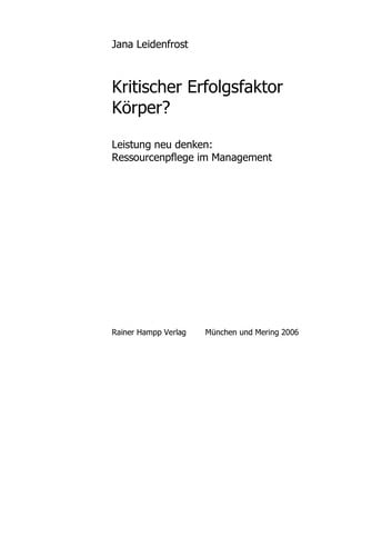 Kritischer Erfolgsfaktor Ko rper?