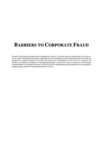 Barriers to corporate fraud