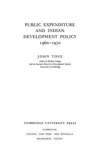 Public expenditure and Indian development policy 1960-1970