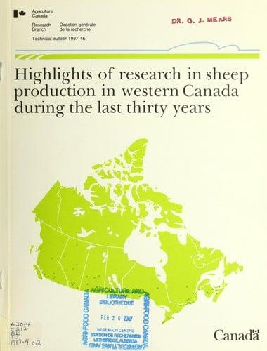 Highlights of research in sheep production in western Canada during the last thirty years