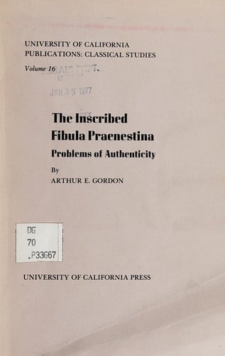 The inscribed fibula Praenestina