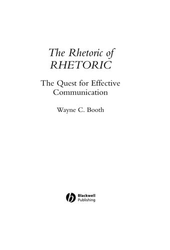RHETORIC OF RHETORIC: THE QUEST FOR EFFECTIVE COMMUNICATION