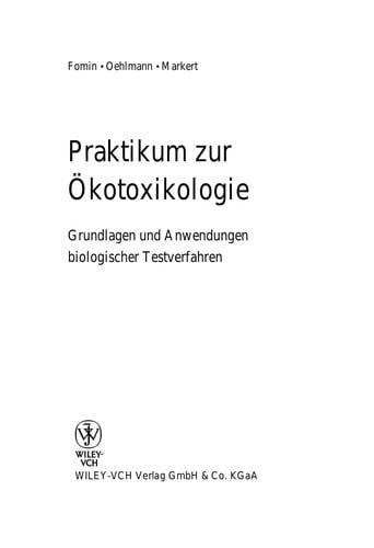 Praktikum zur O kotoxikologie