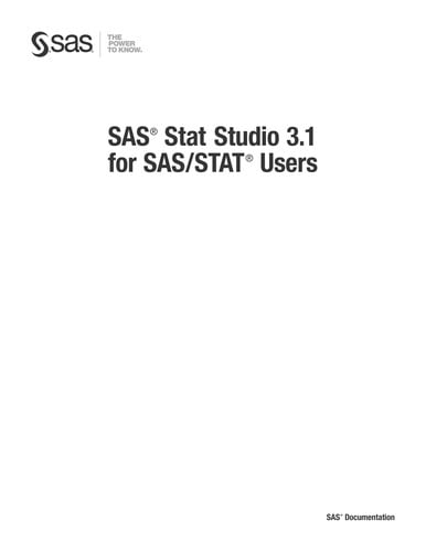 SAS Stat Studio 3.1 for SAS/STAT users
