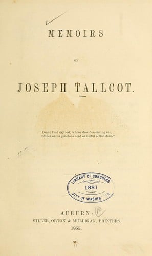 Memoirs of Joseph Tallcott...