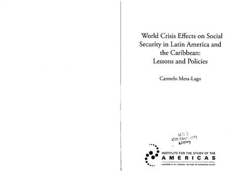 The Impact of the Great Recession on Social Security and Welfare in Latin America and the Caribbean