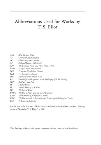 A companion to TS Eliot