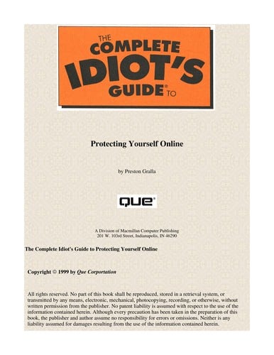The complete idiot's guide to protecting yourself online