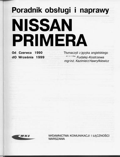 Nissan Primera od czerwca 1990 do wrzes nia 1999
