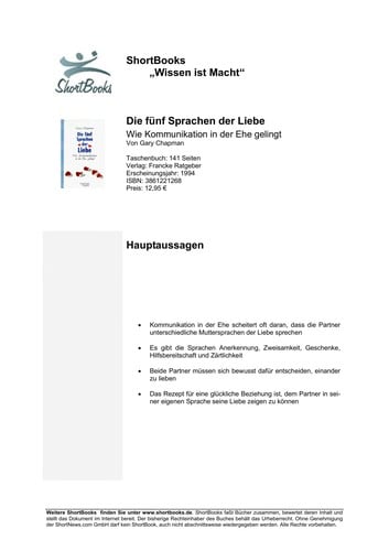 Die fu nf Sprachen der Liebe