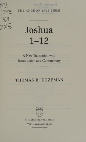 Joshua 1-12: a new translation with introduction and commentary