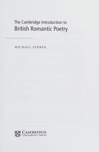 The Cambridge introduction to British romantic poetry