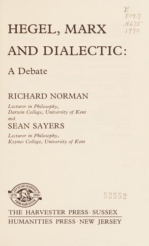 Hegel, Marx, and dialectic: a debate