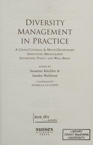 Diversity Management in Practice: A Cross-Cultural and Multi-Disciplinary Annotated Bibliography Addressing Policy and Well-Being