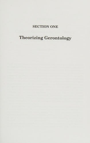 The need for theory: critical approaches to social gerontology