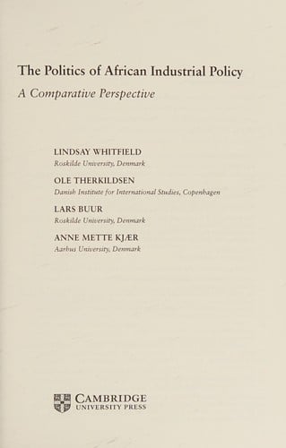 The politics of African industrial policy: a comparative perspective