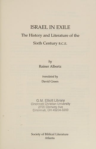 Israel in exile: the history and literature of the sixth century B.C.E.