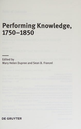 Performing knowledge, 1750-1850