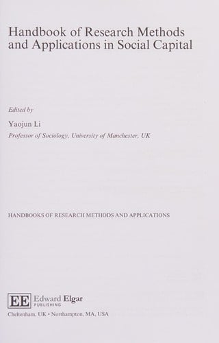 Handbook of Research Methods and Applications in Social Capital