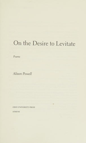 On the desire to levitate: poems