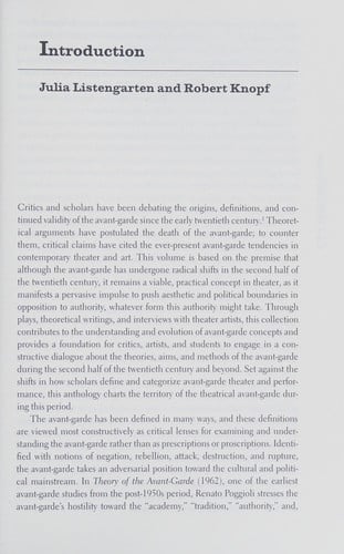 Theatre of the Avant-Garde, 1950-2000: A Critical Anthology