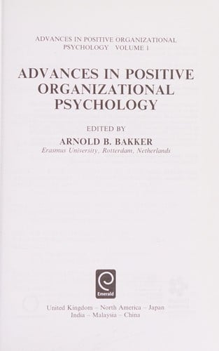 Advances in Positive Organizational Psychology