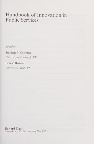 Handbook of innovation in public services