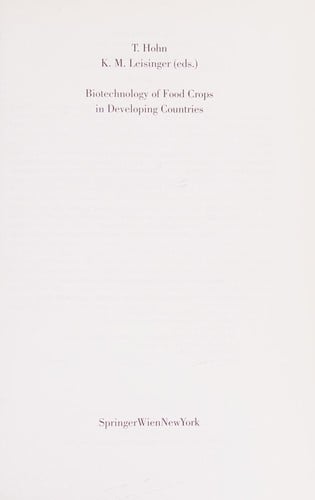 Biotechnology of food crops in developing countries