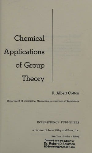 Chemical applications of group theory