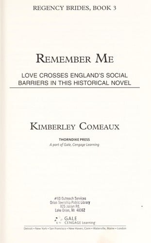 Remember me: love crosses England's social barriers in this historical novel