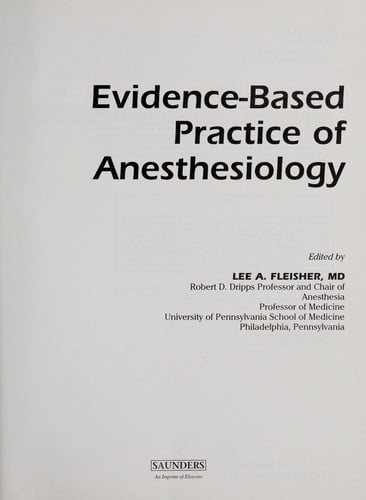 Evidence-based practice of anesthesiology