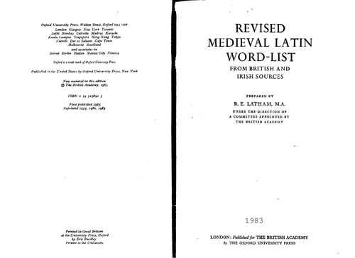 Revised Medieval Latin word-list from British and Irish sources